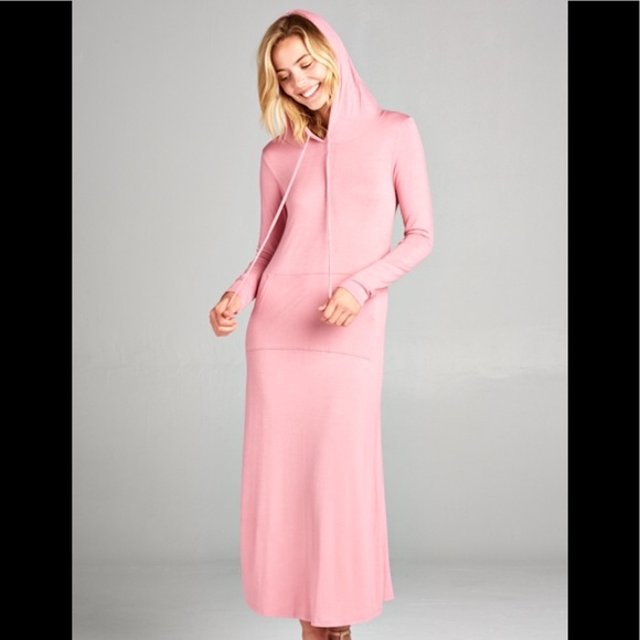 long sleeve hooded maxi dress